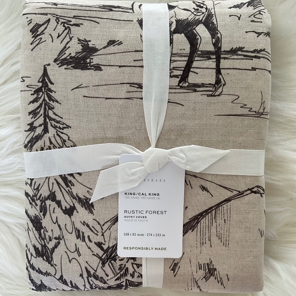 NWT Pottery Barn Rustic Forest King / Cal King Duvet Cover Deer Woodland Cabin - Picture 1 of 9